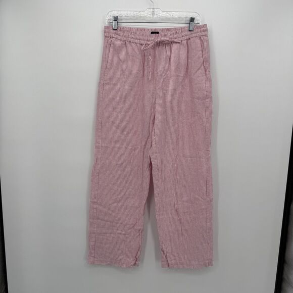 J. Crew Linen Blend Pink Striped Pants Size 4 Preppy Coastal Cotton - Picture 1 of 9